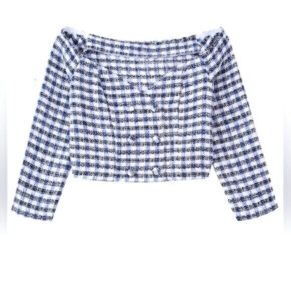ZARA Cropped Tweed Top NWT Sz Large - Picture 1 of 10